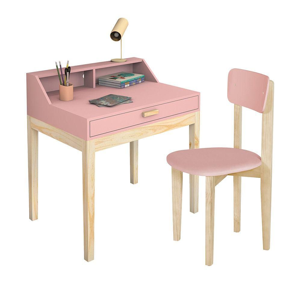 Mesa de Estudo Com Cadeira Infantil Teen Rosa