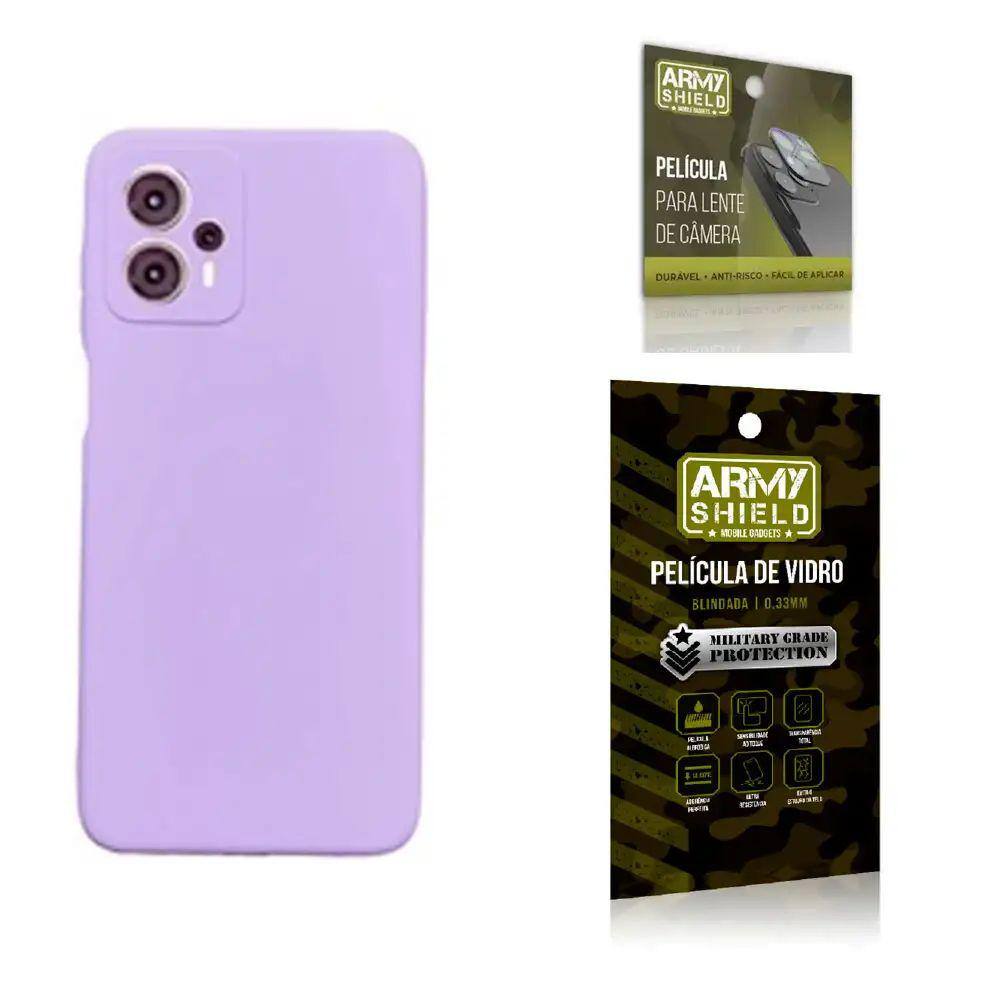 Capa Capinha Lilás Motorola Moto G23 + Película de Vidro 3D + Película de Câmera