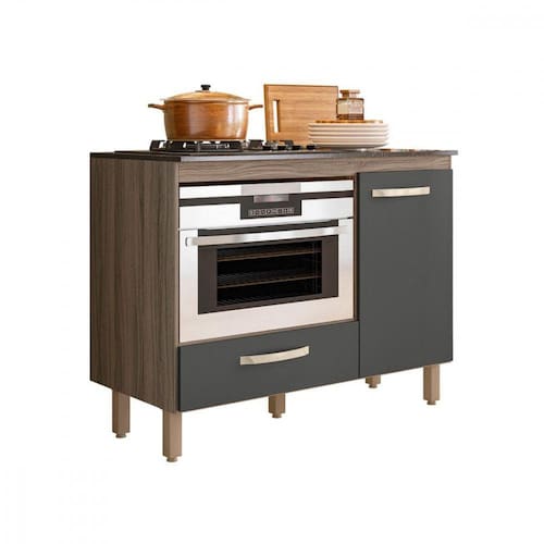 imagem-Balcão para Cooktop Fit 4 ou 5 Bocas e Forno Nicioli - Cinza