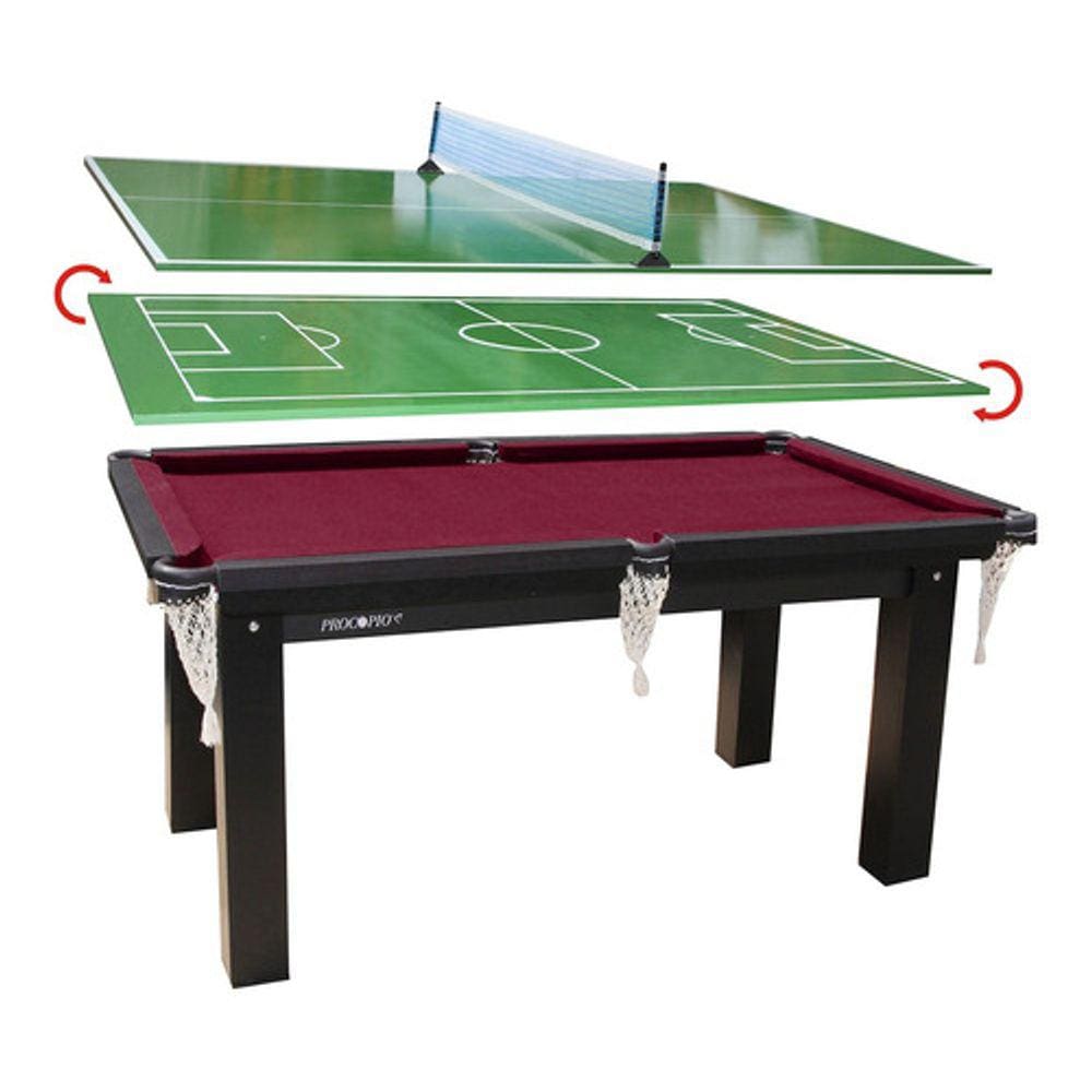 Mesa 3 em 1 - Sinuca/Ping Pong/Futebol Botão  Procópio