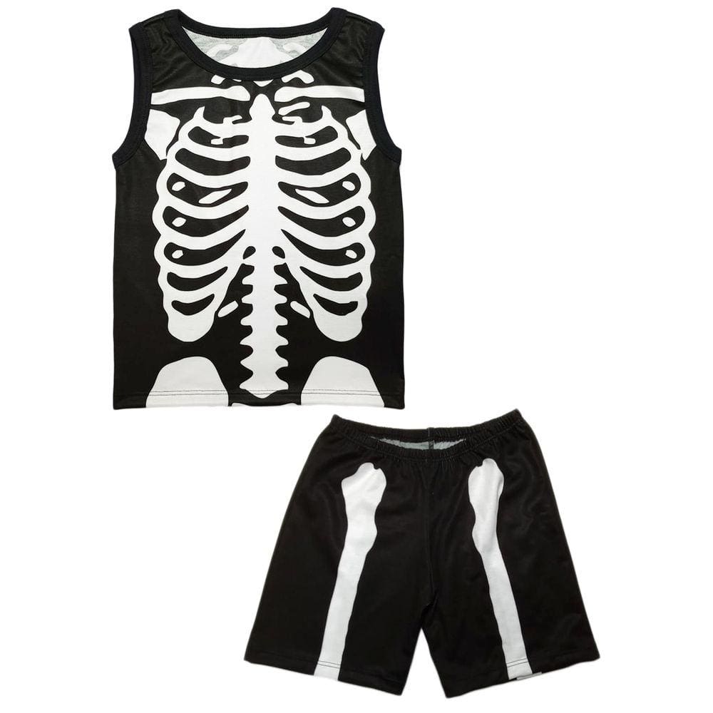 Conjunto Infantil Temático Fantasia Esqueleto Regata e Short