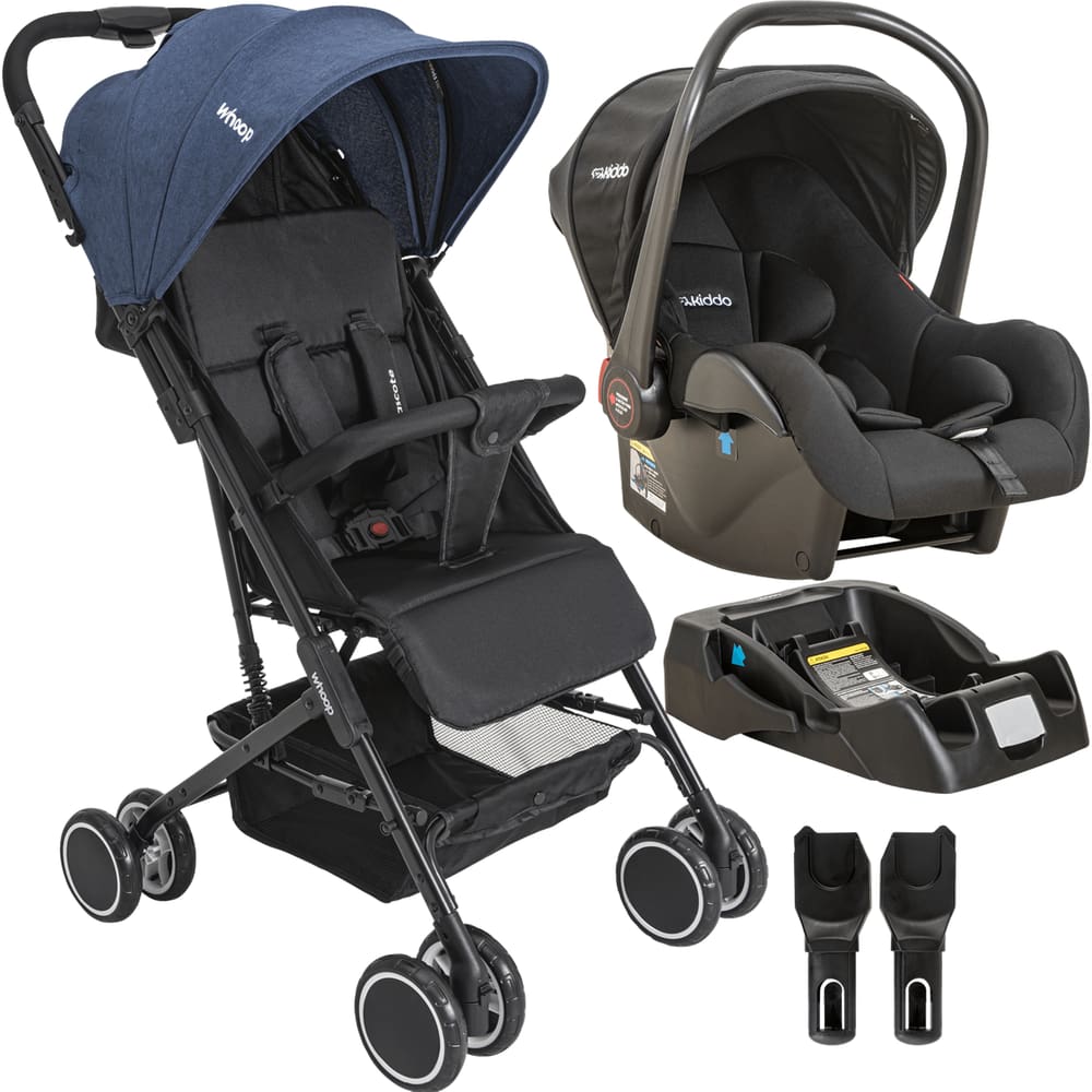 Carrinho de Bebe com Bebe Conforto Base Kiddo Mascote Marinho