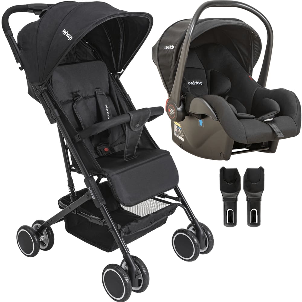 Carrinho de Bebe Passeio com Bebe Conforto Kiddo Mascote Preto