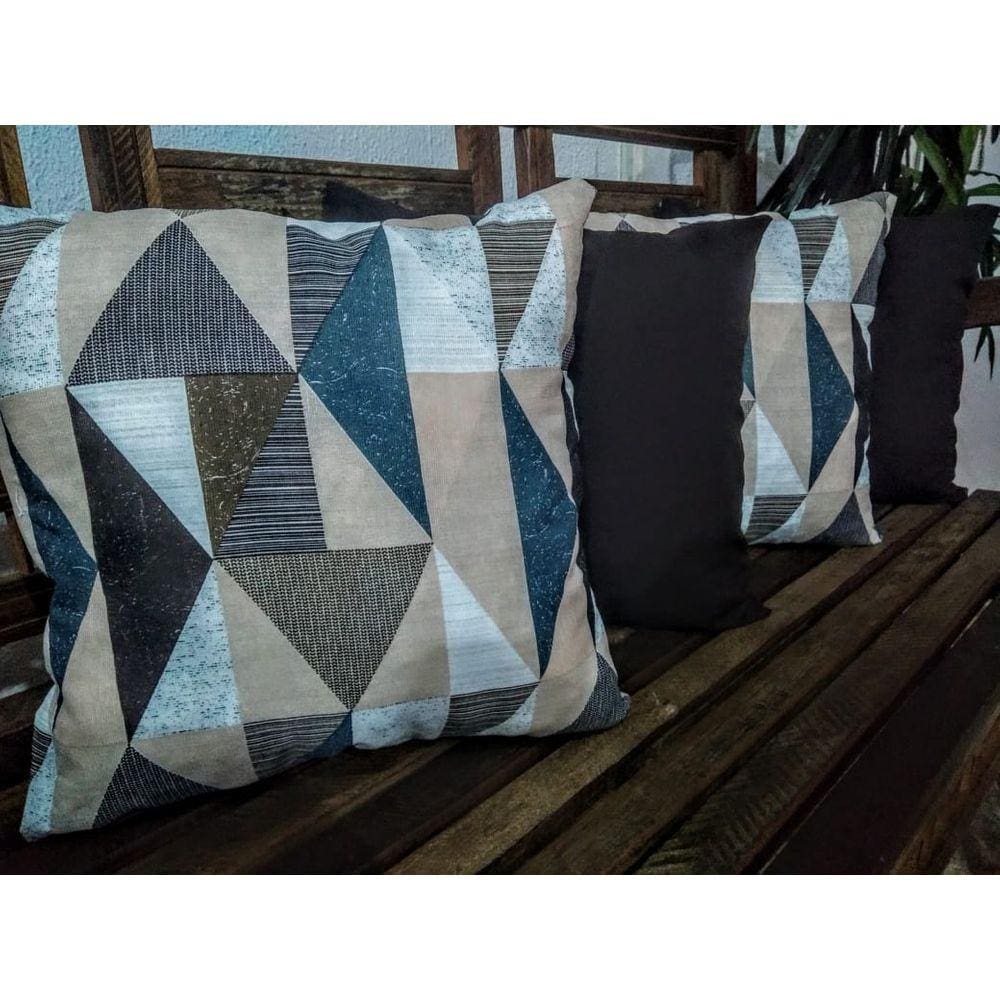 Kit 4 Capas de Almofadas 45x45cm Gorgurinho Geométrico Cáqui/Oxford Preto
