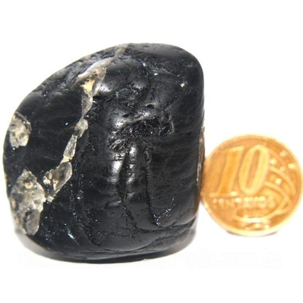 Turmalina Preta Pedra Natural Rolado Para Proteção 39mm 56g