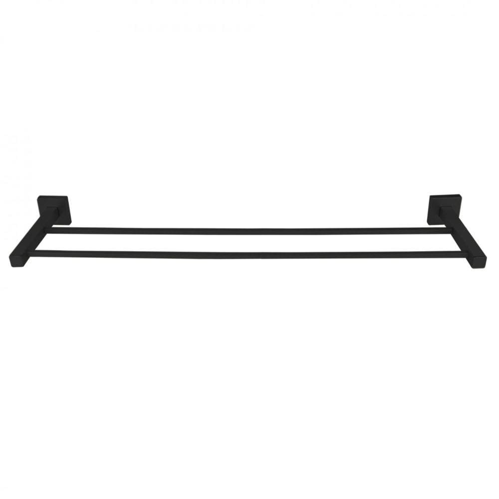 Porta Toalha de Banho Duplo 62cm Inox Square Ducon Metais Preto Fosco