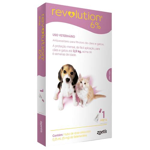 Antipulgas Revolution 6% Para Cães e Gatos até 2,5kg Menor preço em Antipulgas Revolution 6% Para Cães e Gatos até 2,5kg