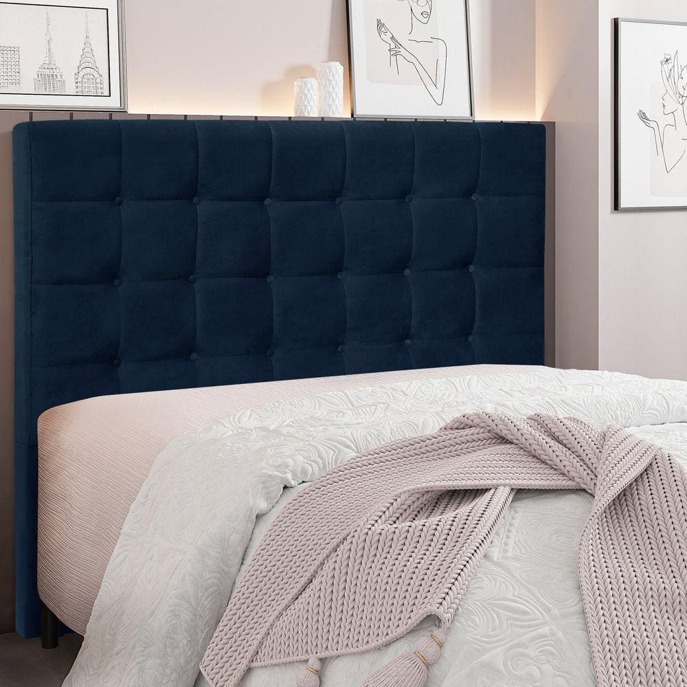 Cabeceira King 195cm Suede Verona Spezzia Azul Marinho