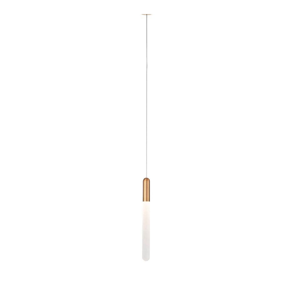 Pendente Tubo Dourado Vidro Fosco 30cm Led 3W 3200K Bivolt