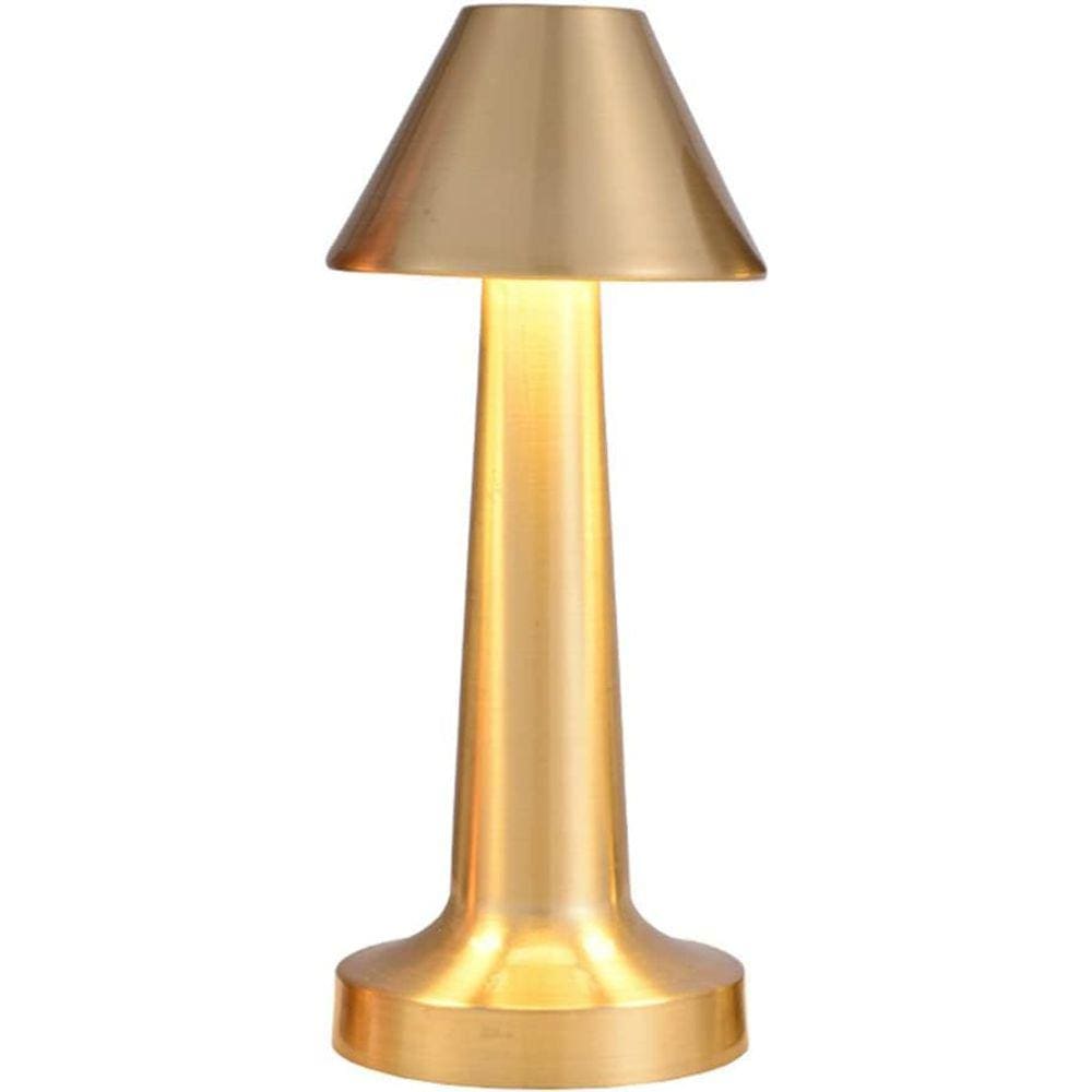 Luminária de Mesa Abajur Dourado Touch Led 3W 3 Cores Regarregável