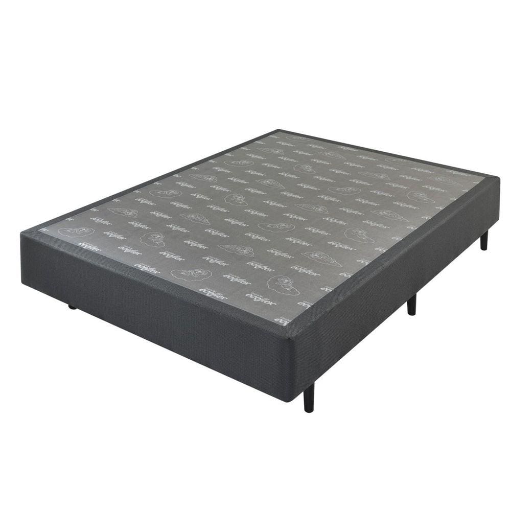 Base Box Somiê Casal Linho UNI Ecoflex 37x138x188cm Cinza/Grafite
