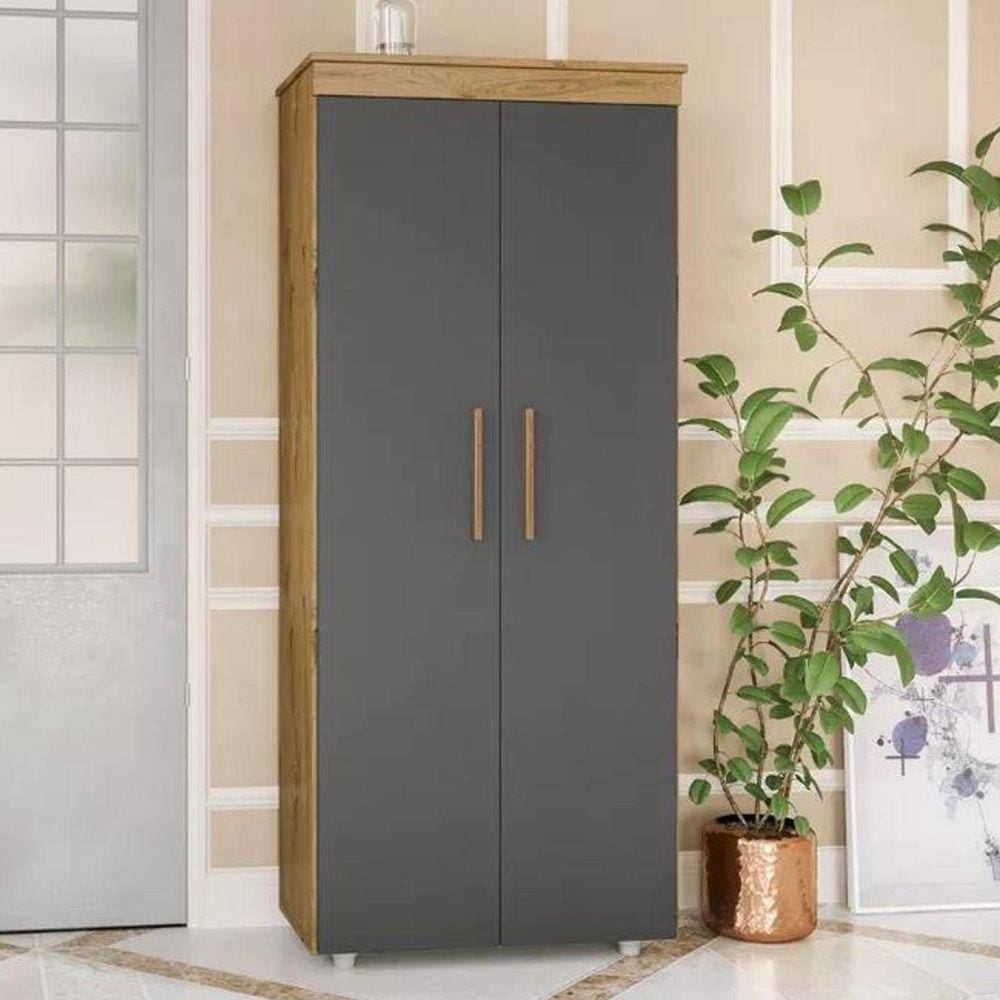 Armário Multiuso 2 Portas 1 Gaveta Advantage Batrol Móveis Ipê Nobre/Grafite