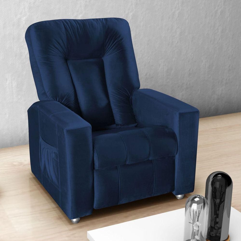 Poltrona Reclinável Pallas MX5 Matrix Veludo/Azul