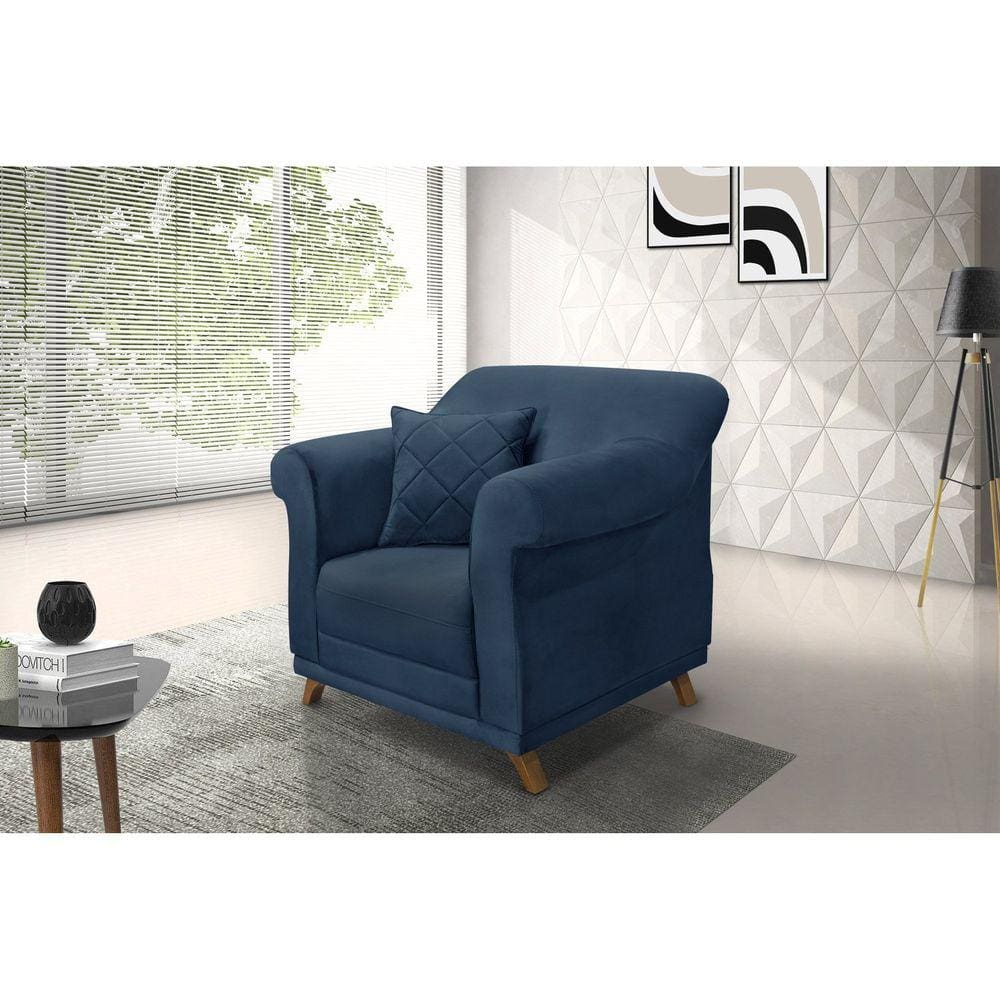 Poltrona Veludo Arras Spezzia Decor Azul Marinho