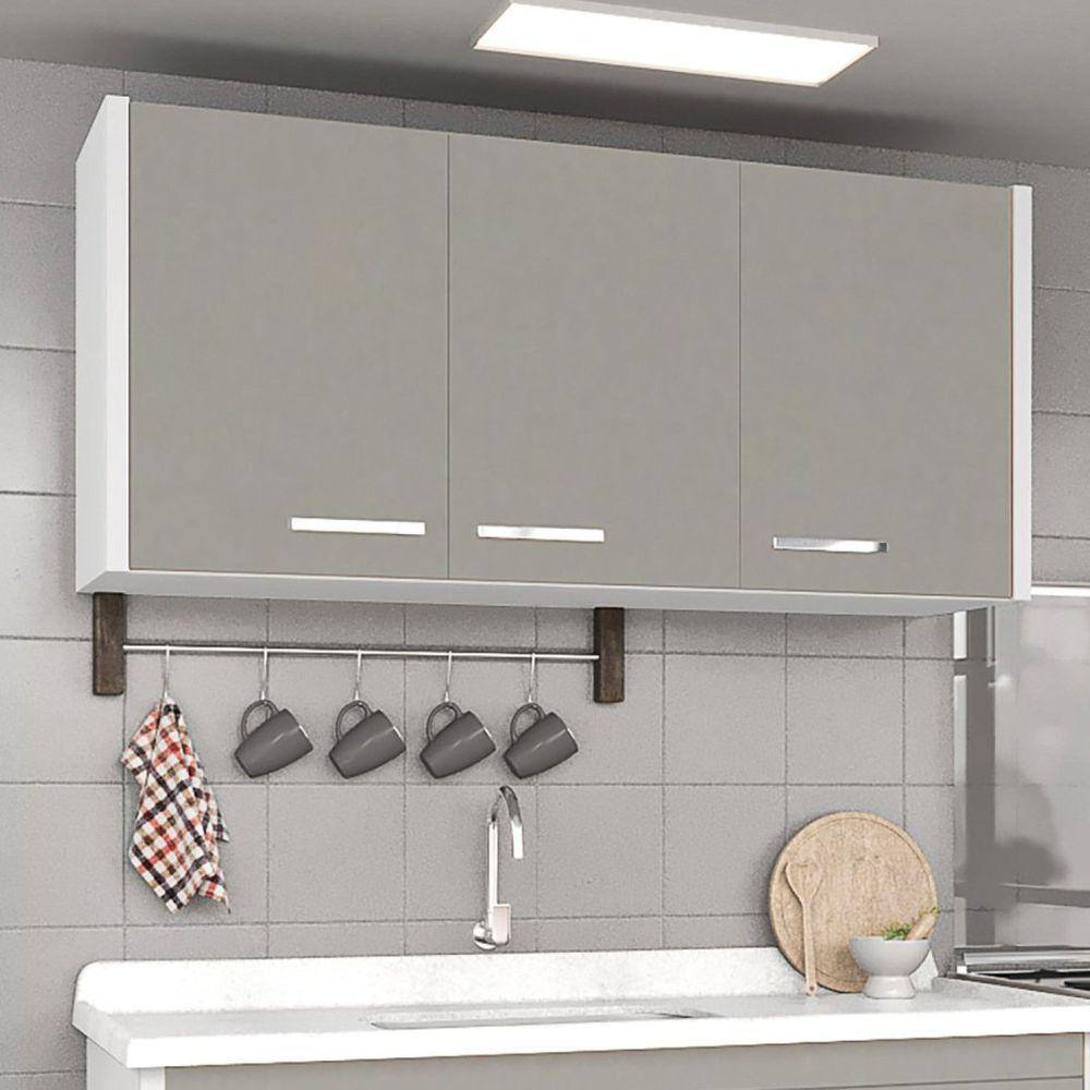 Armário Aéreo para Cozinha 3 Portas 1 Prateleira Valenza Gianduia
