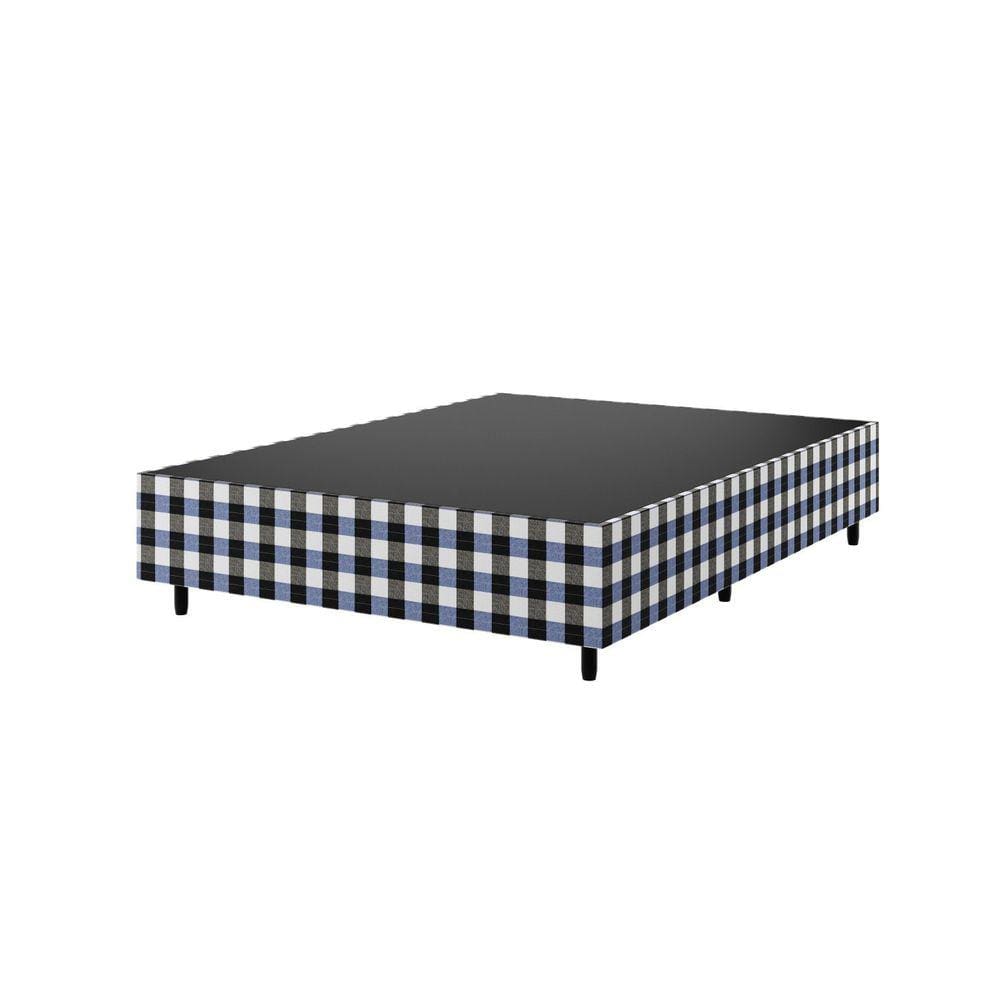 Base Box Casal Zeus Viero 25x138x188cm Azul Xadrez