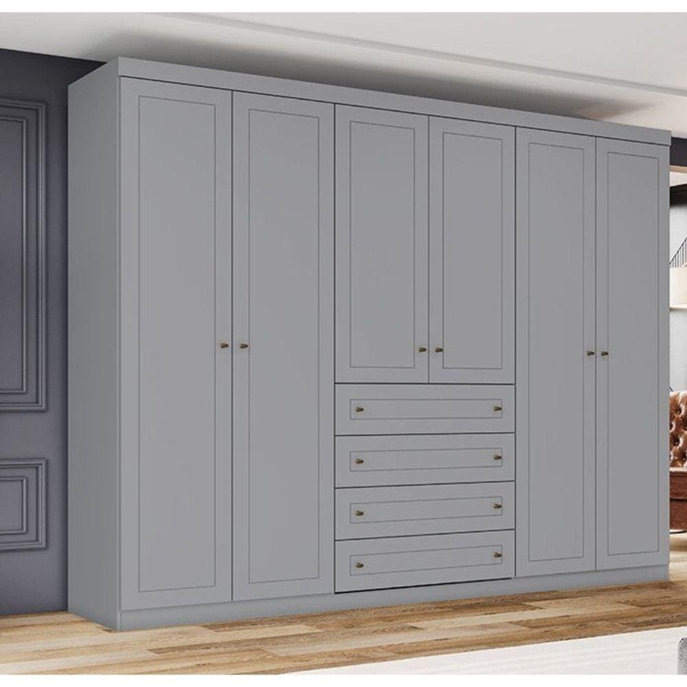 Guarda Roupa Casal 6 Portas 4 Gavetas Americano Henn
