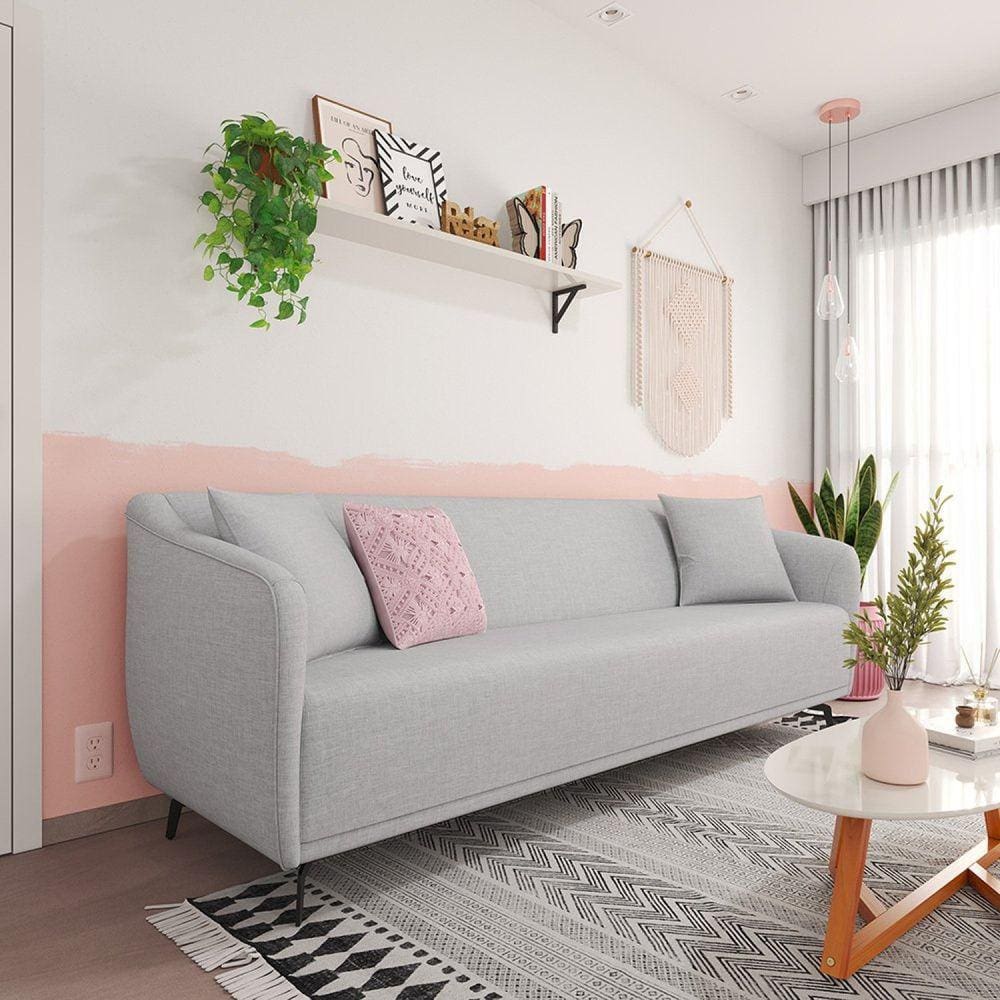 Sofá em Linho 230cm Adams Cinza
