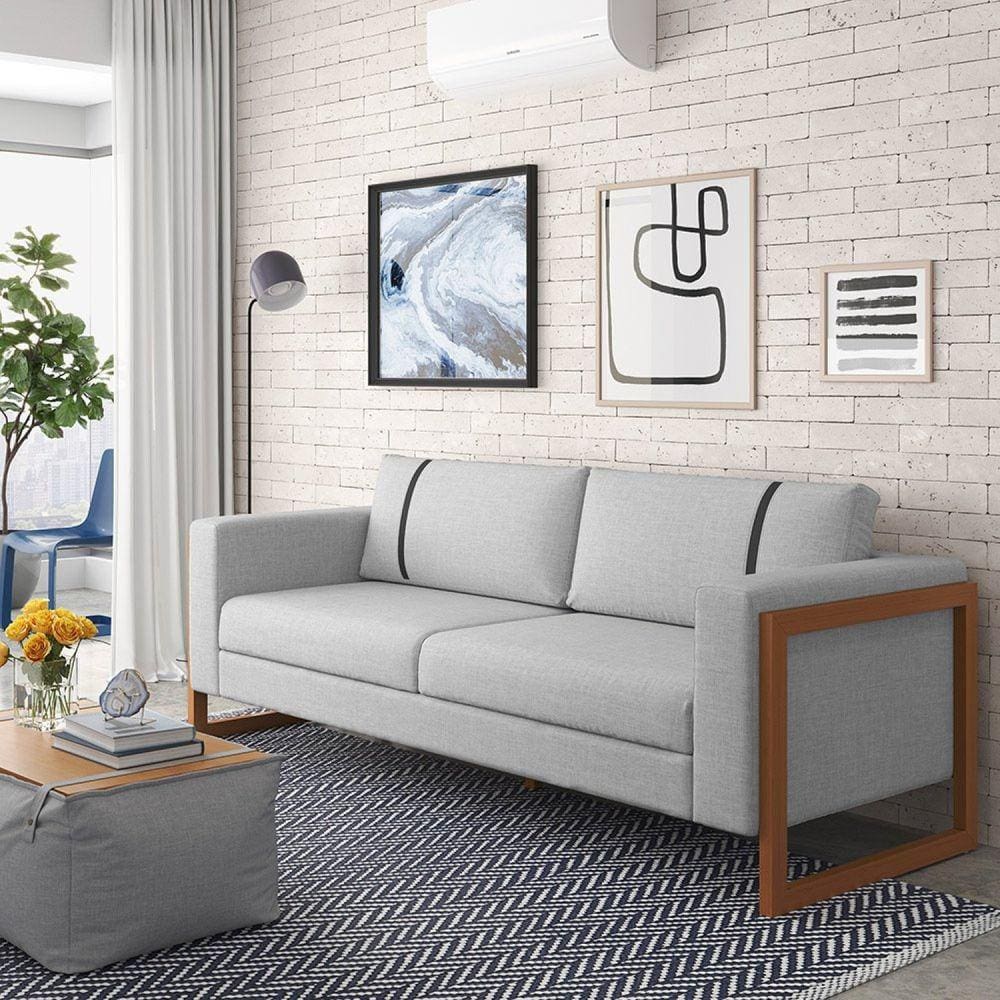 Sofá em Linho 230cm Lin Cinza
