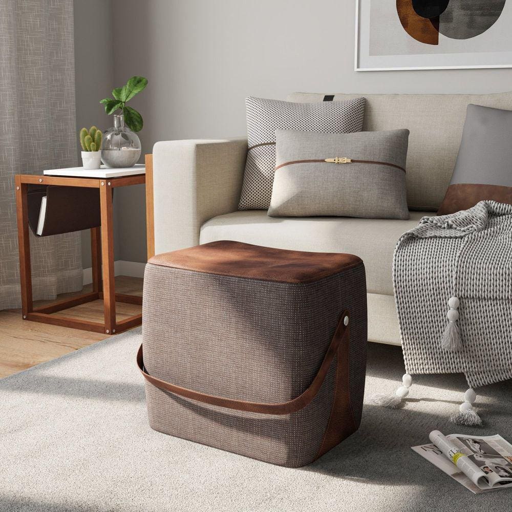 Puff em Linho Bag Marrom/Preto