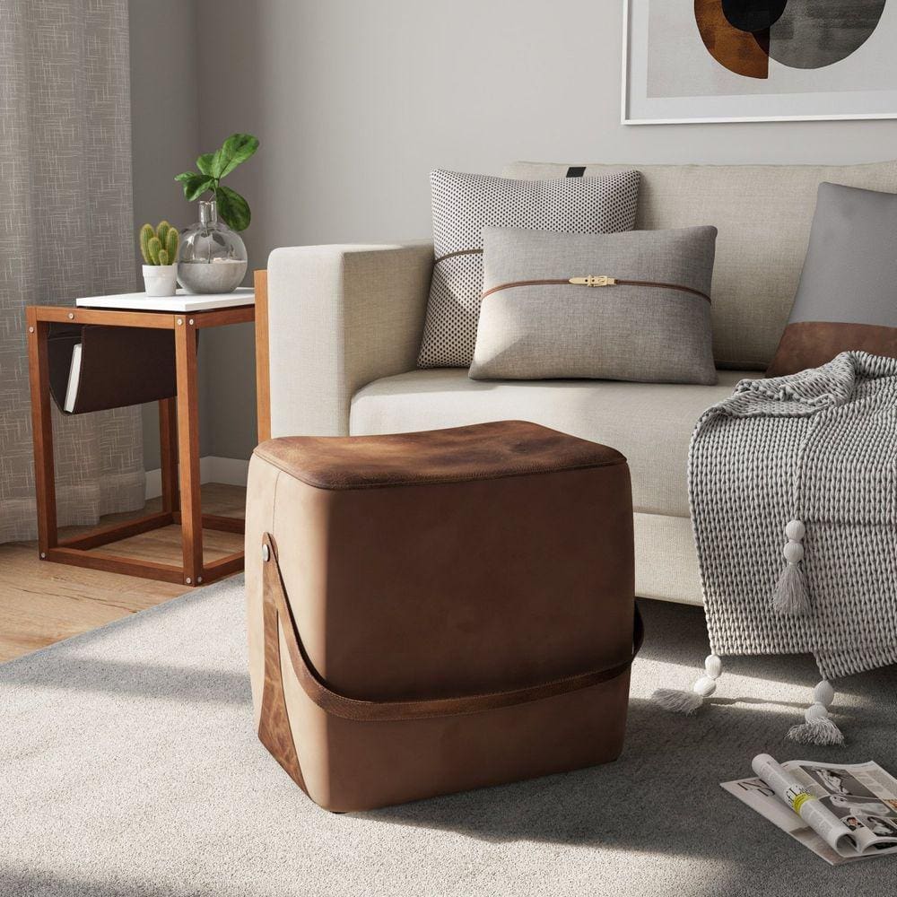 Puff em Veludo Bag Ferrugem/Marrom