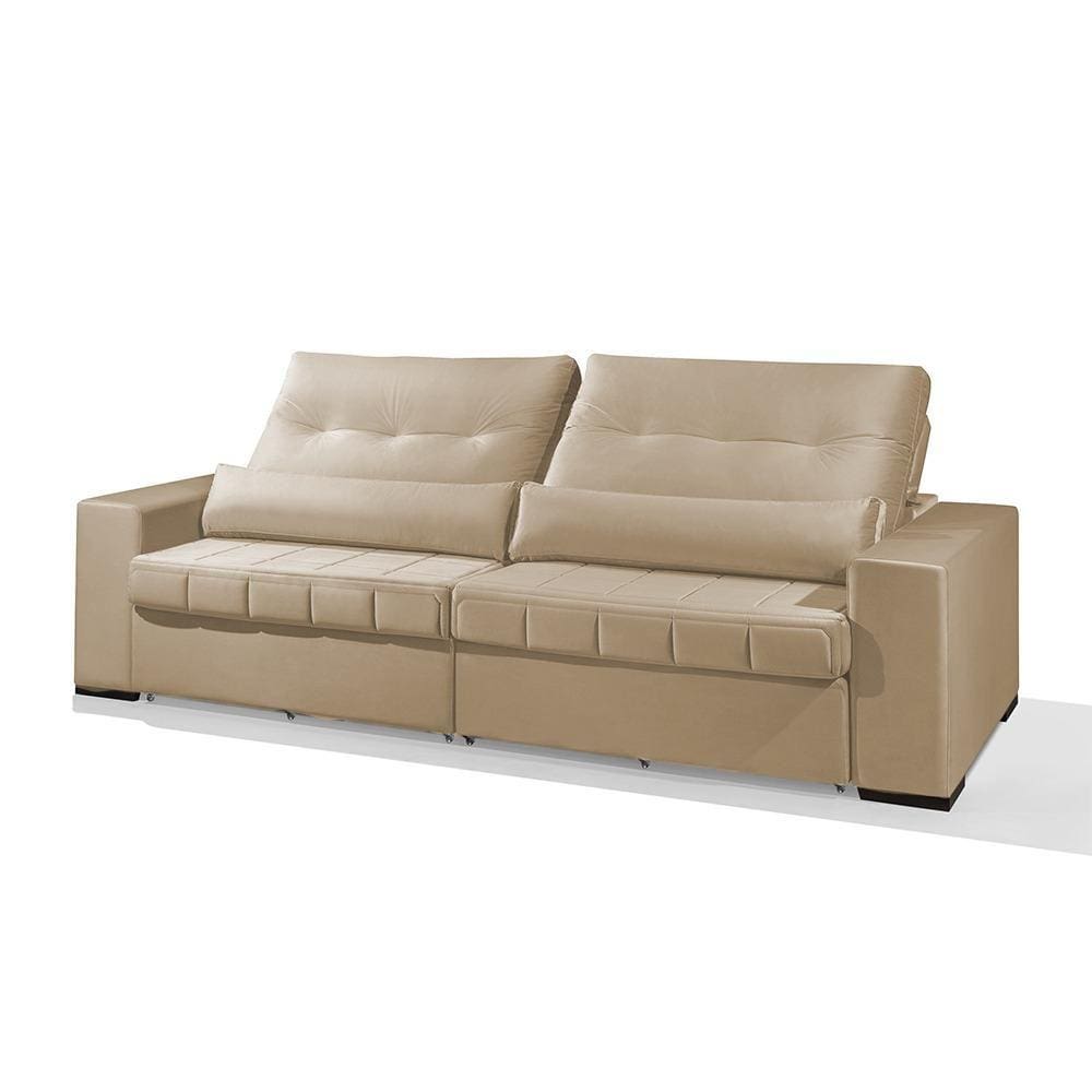 Sofá 4 Lugares Retrátil e Reclinável Ametista Veludo 252cm Redenobre