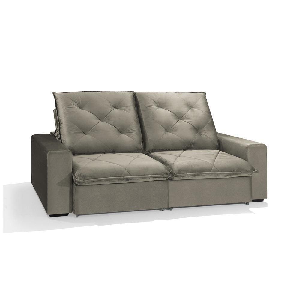 Sofá 4 Lugares Retrátil e Reclinável Pérola Veludo 252cm Redenobre