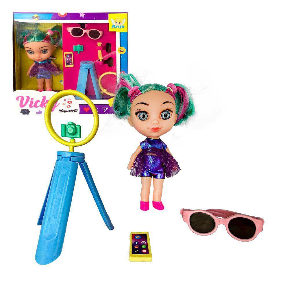 Boneca Brinquedo Vicky Blogueira Com Acessórios Infantil