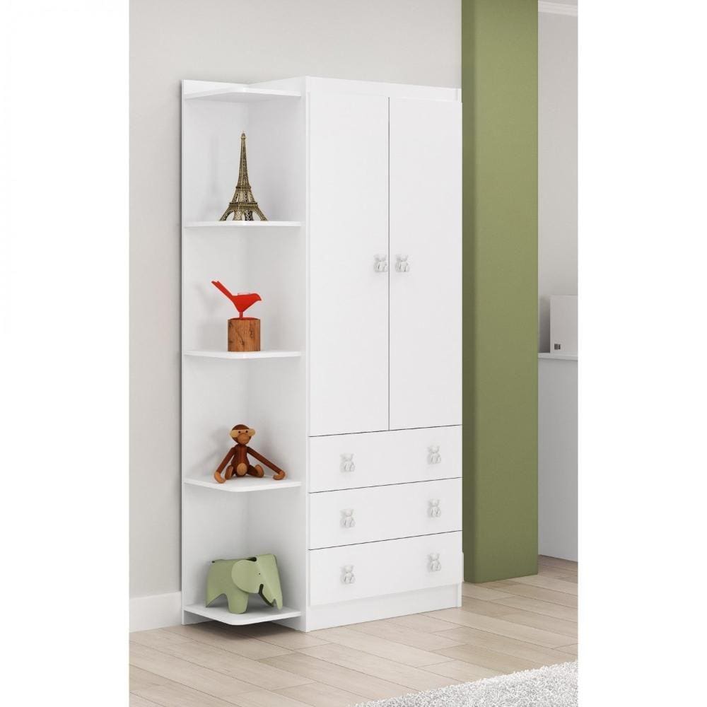 Guarda Roupa de Bebê Arco-íris 2 Portas Branco