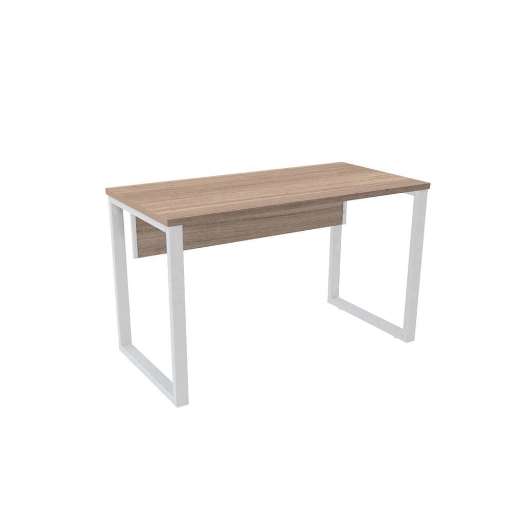 Mesa de Escritório Pé Tubular PE25 em MDP 150 x 70 cm Cor Noce Naturalle e Base Branca