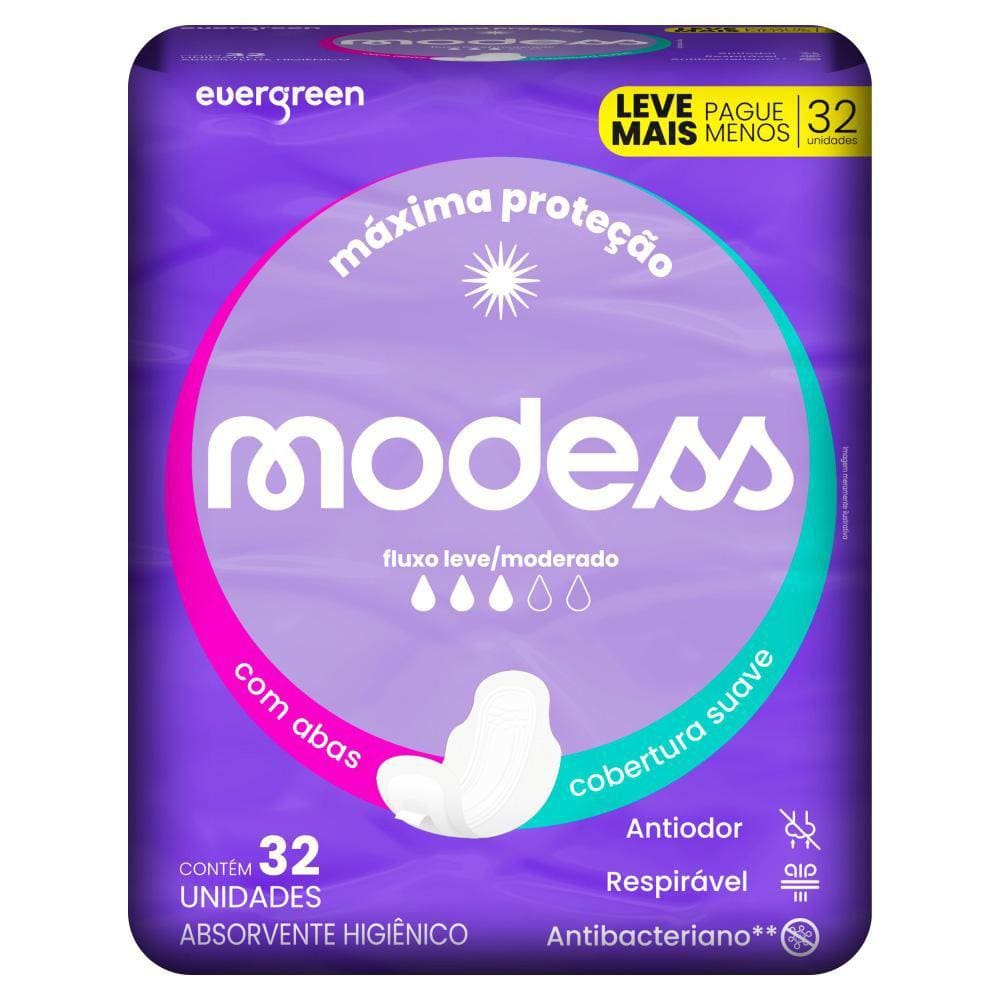 Absorvente Modess Malha Suave com Abas 32un