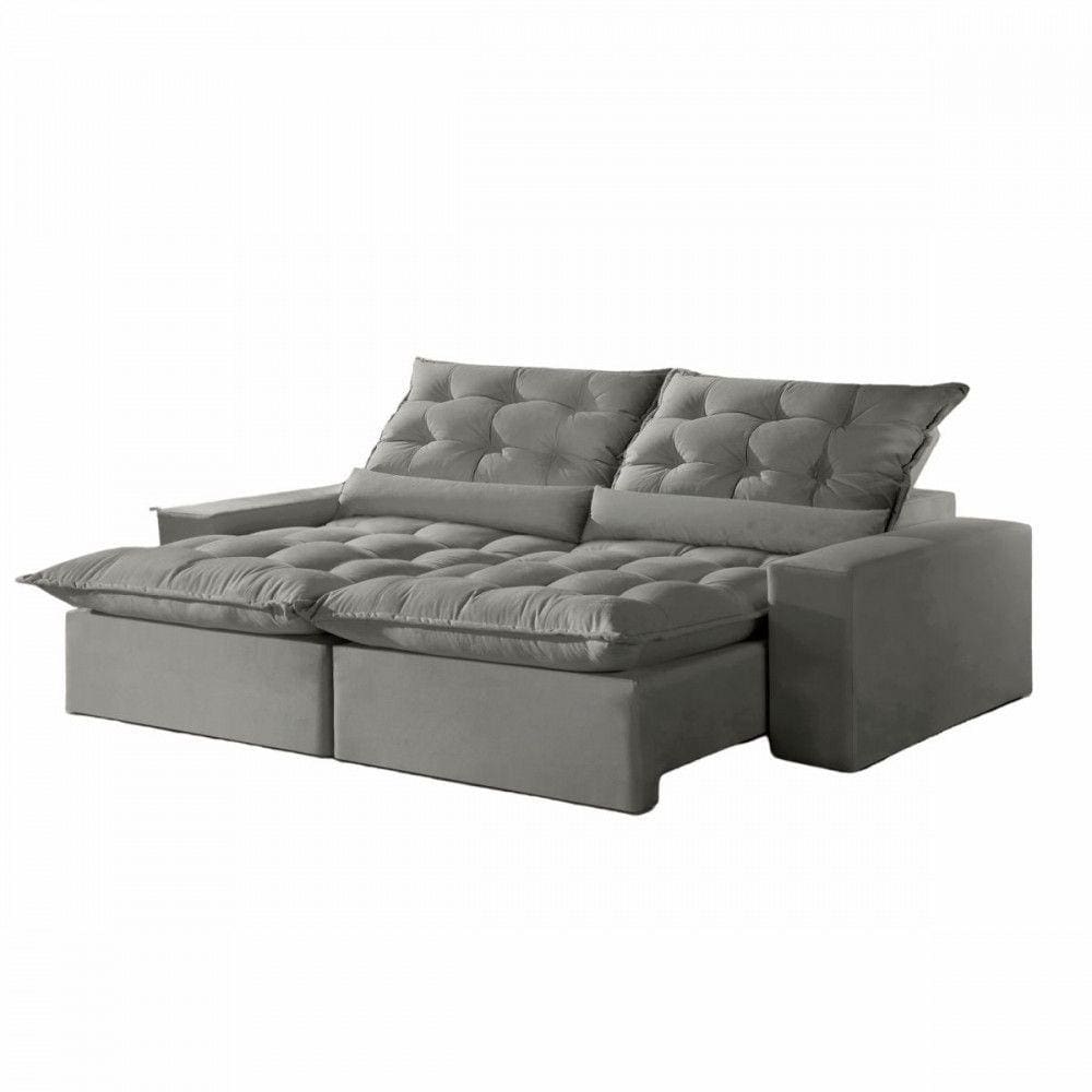 Sofá Retrátil Reclinável 2.10 m Veludo Jolie Cappuccino Montano