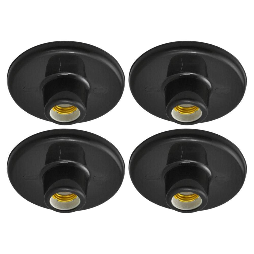 Kit 4 Plafons de Sobrepor E27 Porcelana Preto