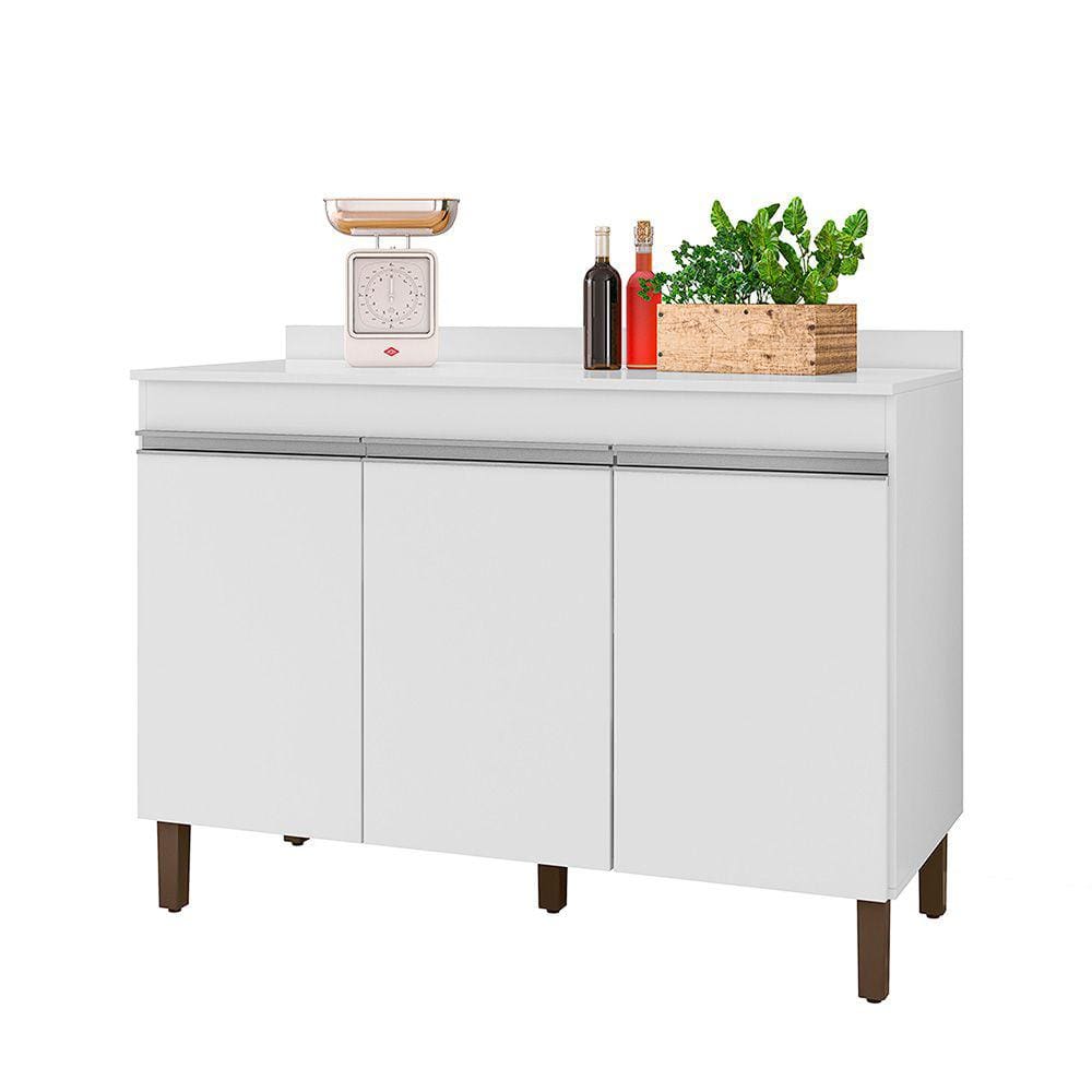 Balcão de Cozinha Com Tampo Karen 119 cm Com 3 Portas