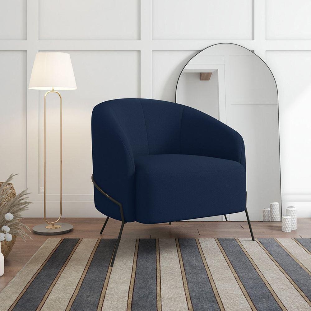 Poltrona Decorativa em Veludo Céu Yescasa Azul Marinho