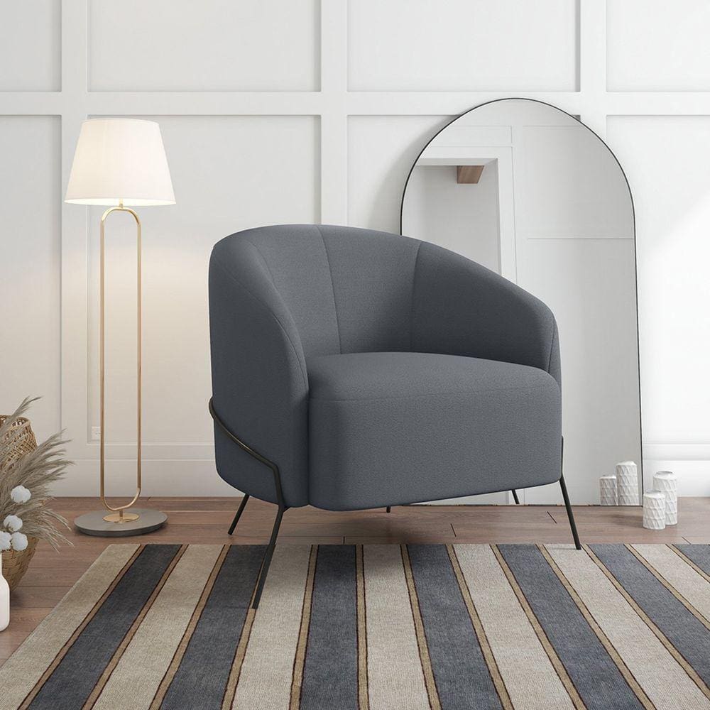 Poltrona Decorativa em Veludo Céu Yescasa Grafite