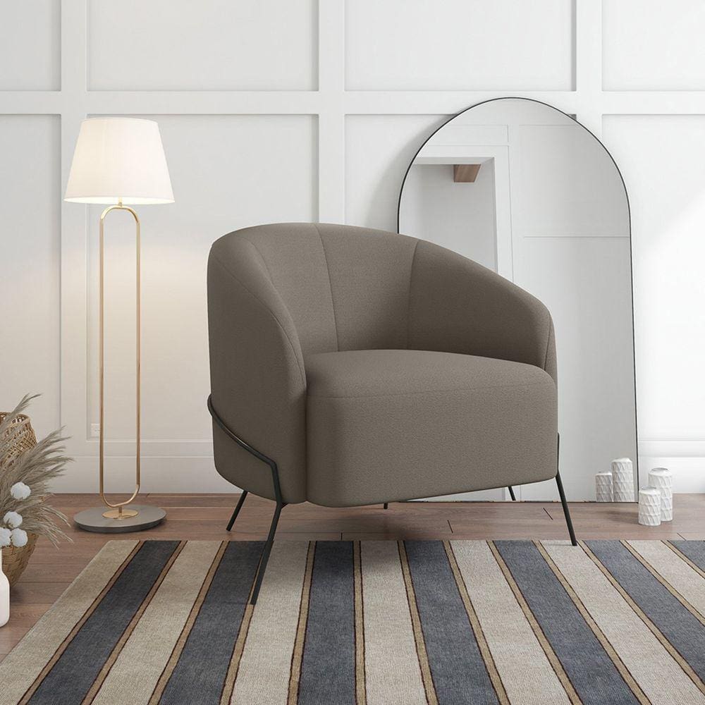 Poltrona Decorativa em Veludo Céu Yescasa Cinza