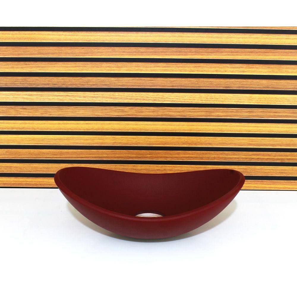 Cuba De Vidro Oval 55Cm Vermelho Fosco Com Valvula