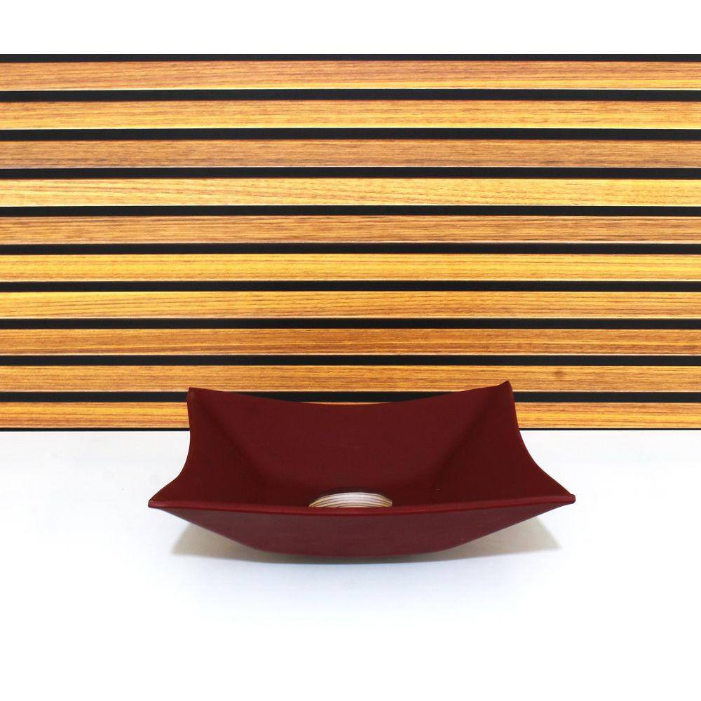Cuba Vidro Quadrada 34Cm Vermelho Fosco Com Valvula