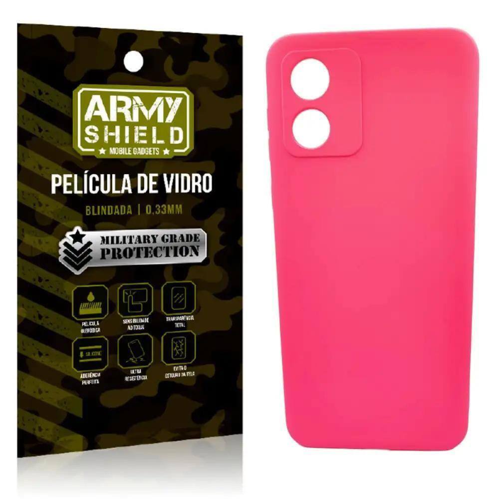 Capa Capinha Pink Moto E13 + Película De Vidro 3D