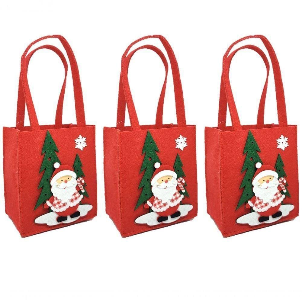 Kit Sacola Decorativa Feltro Natal Papai Noel 30cm 3 Un