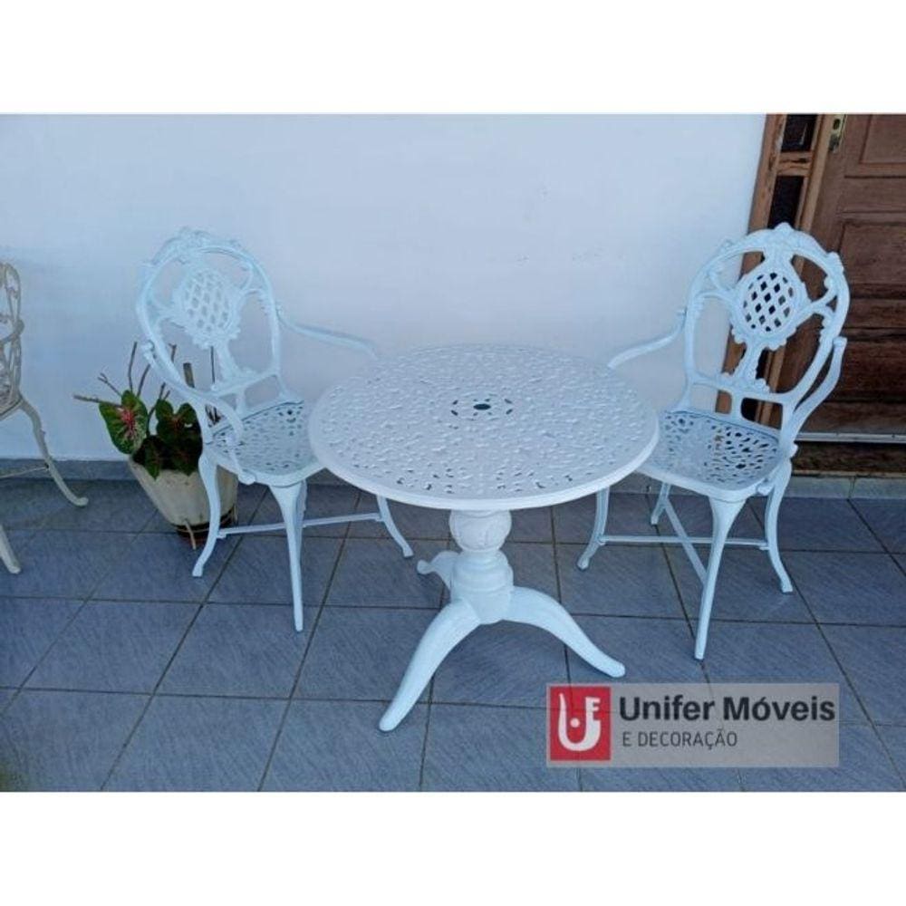 Conjunto de Mesa para Jardim Verona Com 2 Poltronas em Alumínio Fundido Unifer Móveis