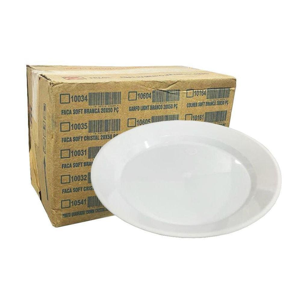 Prato Acrílico Branco 15cm - 200 unidades - Elite
