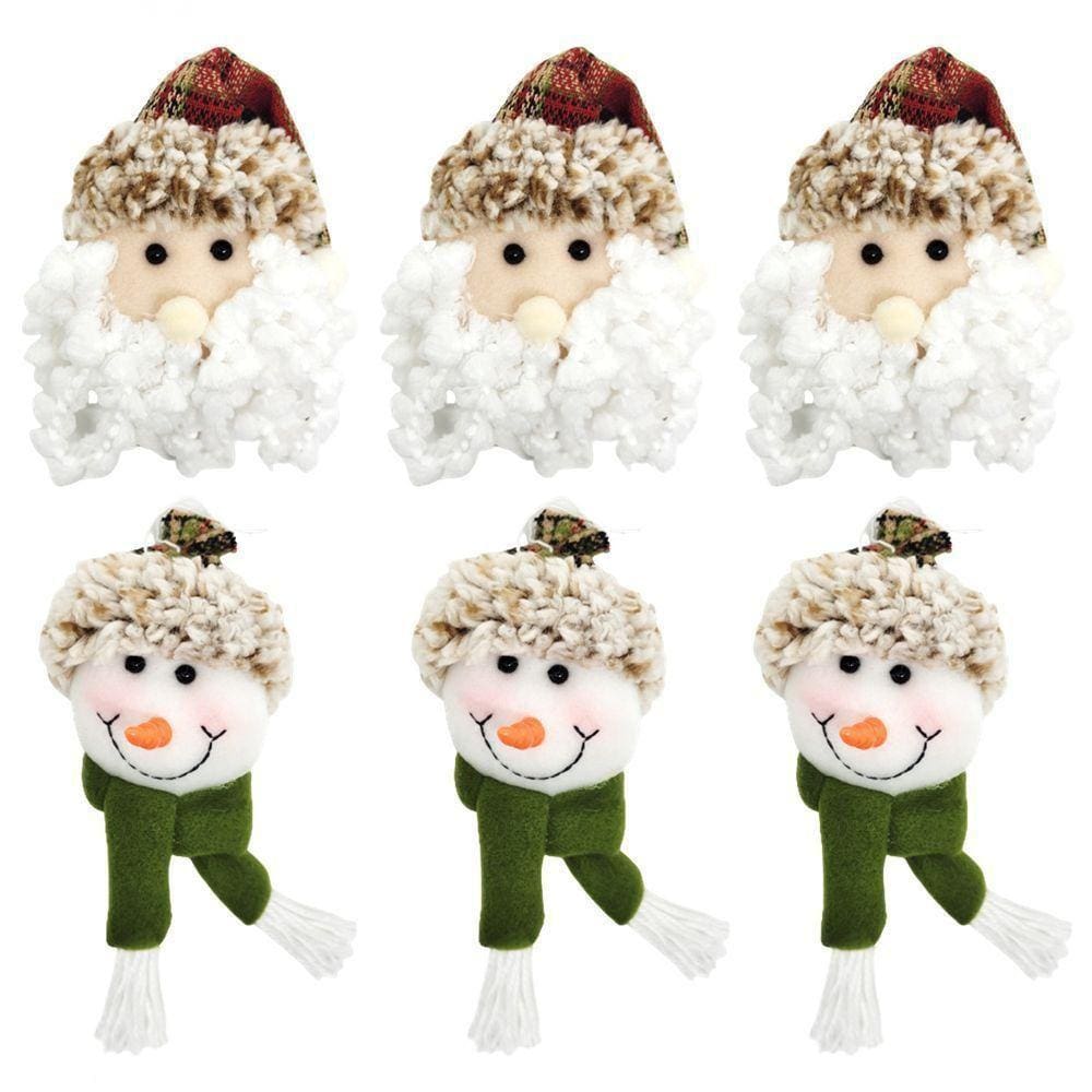 Kit Carinha Pelúcia Papai Noel E Boneco De Neve 6 Pç 13cm