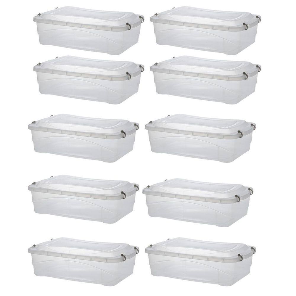 Kit 10 Caixa Organizadora Pratic Box 10L Transparente