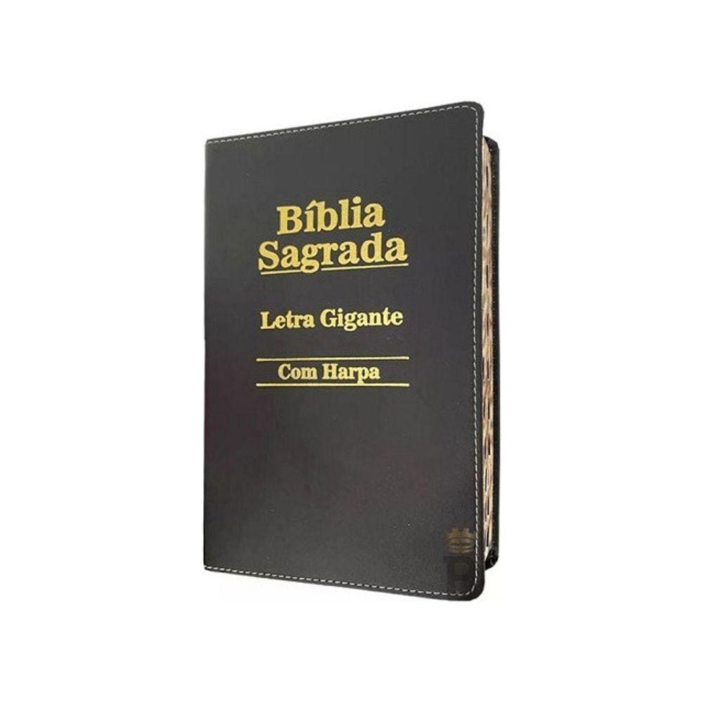 Bíblia Sagrada Letra Gigante Borda Artística C/ Harpa Preta