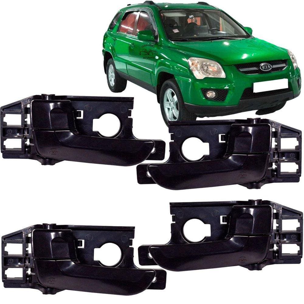 Kit 4 Maçanetas Kia | Dianteira/Traseira | Puxador Preto