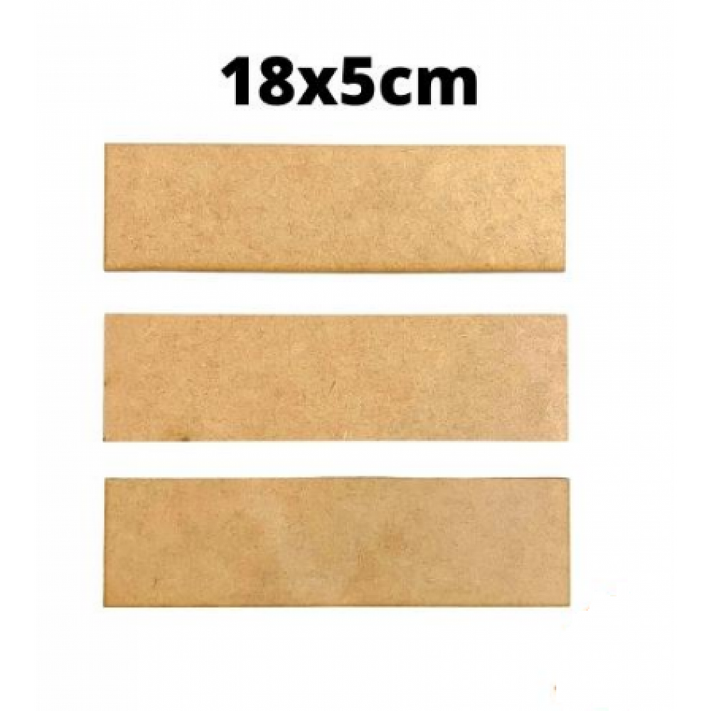 Chapa em MDF retangular 18x5cm MDF 3mm c/8 pcs artesanato