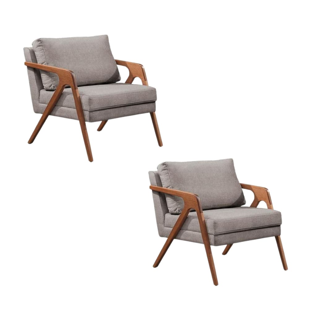 Kit 02 Poltronas Decorativa Mona Luxo Base Em Madeira Maciça
