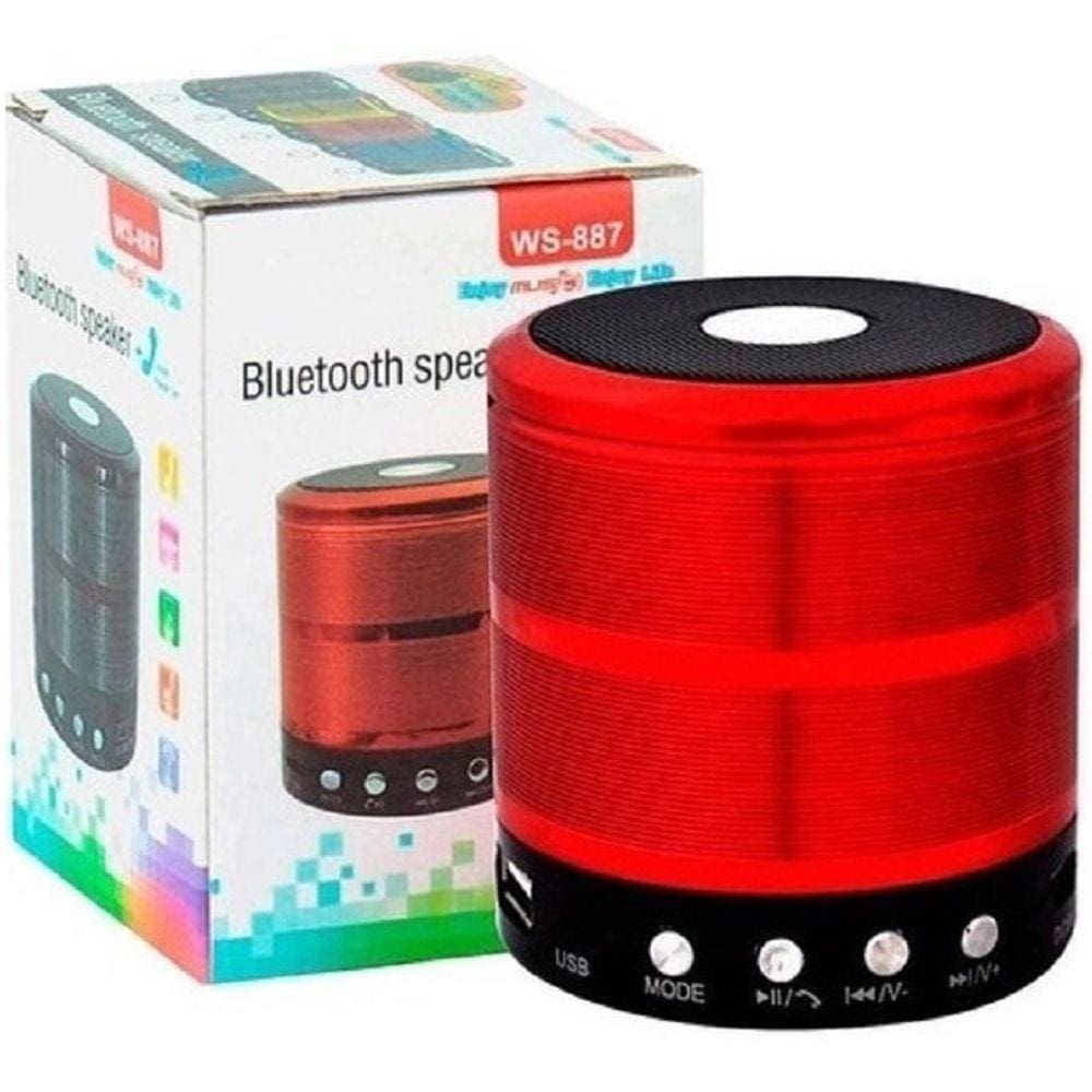 Caixa De Som Portátil Speaker Ws-887 - Vermelho
